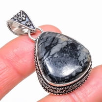 Natural Picasso Jasper Gemstone 925 Sterling Silver Jewelry Pendant 1.97"