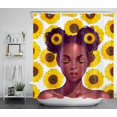 thumbnail image 2 of Rideau de Douche Imprimé Fille Noire avec Tournesols Rideaux de Douche avec Crochets 180*200 cm, 2 of 5
