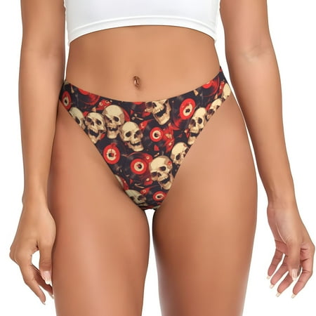 Sigee record Skull rock for Women s G-String Panty  Low Rise  Soft Lace Perfect for Everyday Wear or Special Occasions-Medium