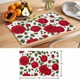 thumbnail image 6 of Valentine's Day Flowers Placemats Set of 4, Red Roses Floral Green Leaves Botanical Non-Slip Place Mats Washable Table Mats for Kitchen Dining Table Decorations Indoor/Outdoor, 6 of 9