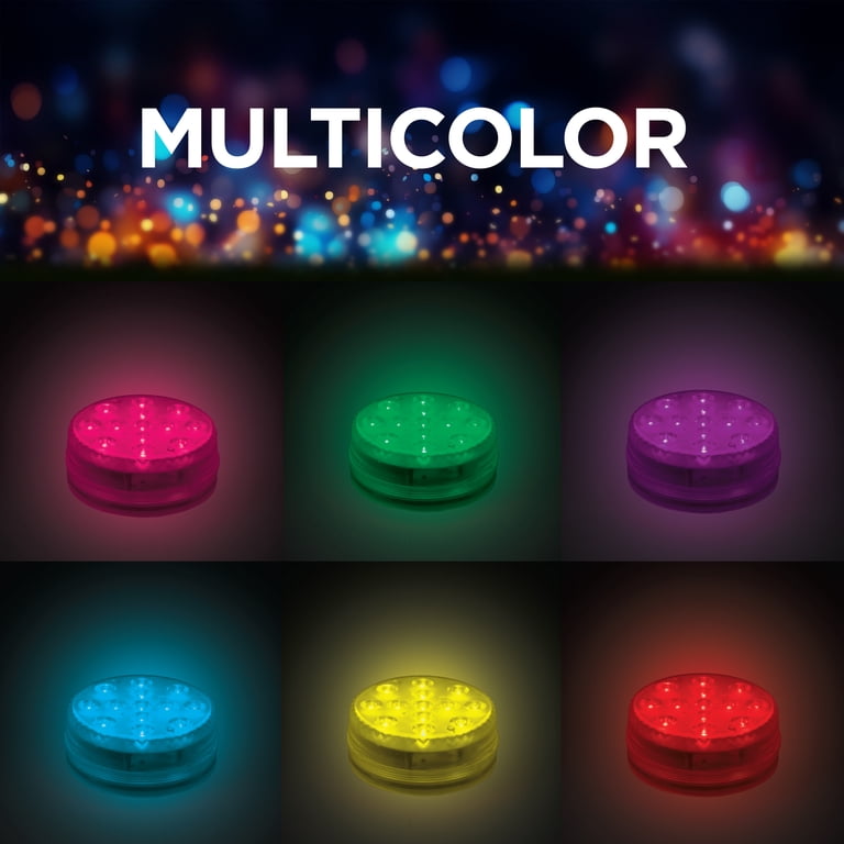 Merkury Innovations 4 Pack RGB Submersible Puck Lights with 21 Key