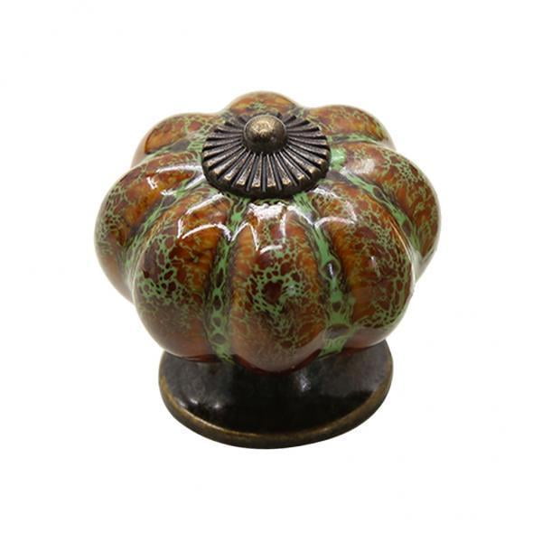 Pomos Redondos de Cerámica Sunnimix Forma de Calabaza Color Verde 4 Piezas