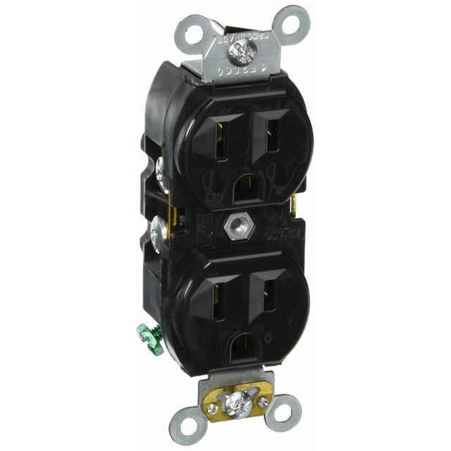 Enchufe eléctrico Leviton BR15-E 15A 125V Dúplex estrecho negro