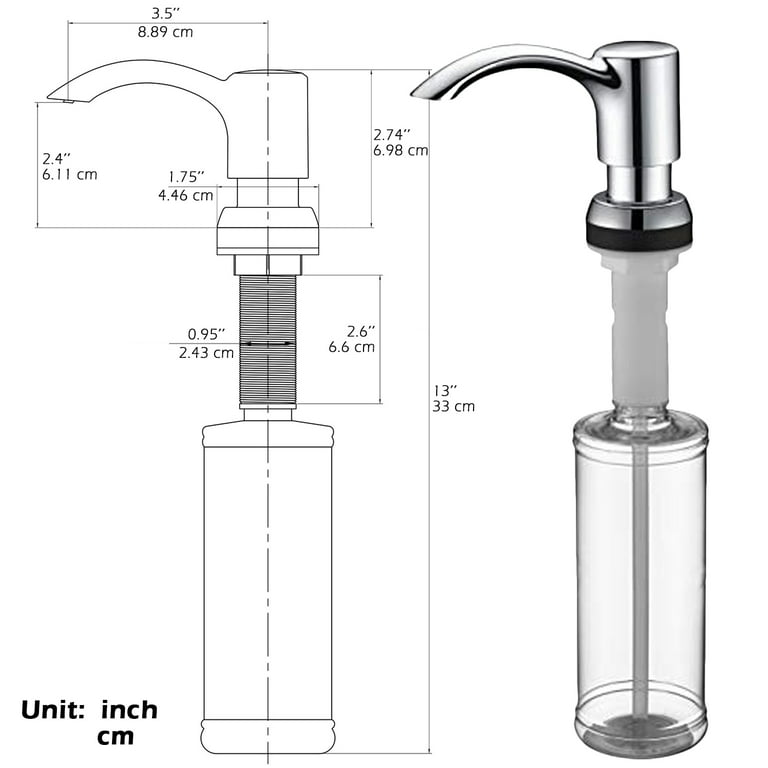 SAMODRA Soap/Lotion Dispenser for Kitchen Sink, Brass Pump Brushed Nickel  Finish Built in Design with 39” Extension Tube Directly to Soap Bottle, No  More Messy Refills(No Bottle) by SAMODRA - Shop Online