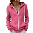 thumbnail image 6 of Womens Full Zip Hoodies, Fall Coats for Women Fashion Loose Fit Solid Color Long Sleeve Pullover Sweatshirts with Pockets, 6 of 6