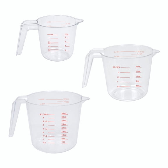 Mainstays 3-Piece Plastic Nesting Measuring Cup Set with Tapered Spout and Easy-to-Read Markings
