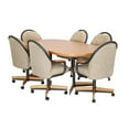 thumbnail image 5 of Caster Chair Company 7-Piece 42x[54/72] Caster Dining Set Wood Edge Laminate Table Top & Wheat Chairs, 5 of 16