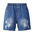 thumbnail image 4 of LIIPEE Boys Shorts Casual Summer Lightweight Solid Color Loose Fit Knee Length Ripped Hole Distressed Denim Shorts Kids Outdoor Comfortable Breathable Cute Daily Shorts,6-7 Years, 4 of 9