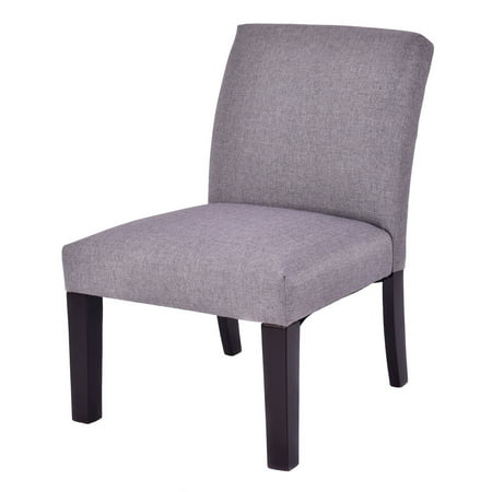Slipper Chair Covers - GHP 300-Lbs Capacity Linen Fabric Seat Cover Rubber Wood Living Room Slipper Chair