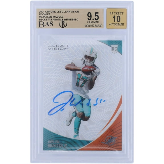 Jaylen Waddle Miami Dolphins Autographed 2021 Panini Clear Vision Rookies #CVR-6 Beckett Fanatics Witnessed Authenticated 9.5/10 Rookie Card - Fanatics Authentic Certified