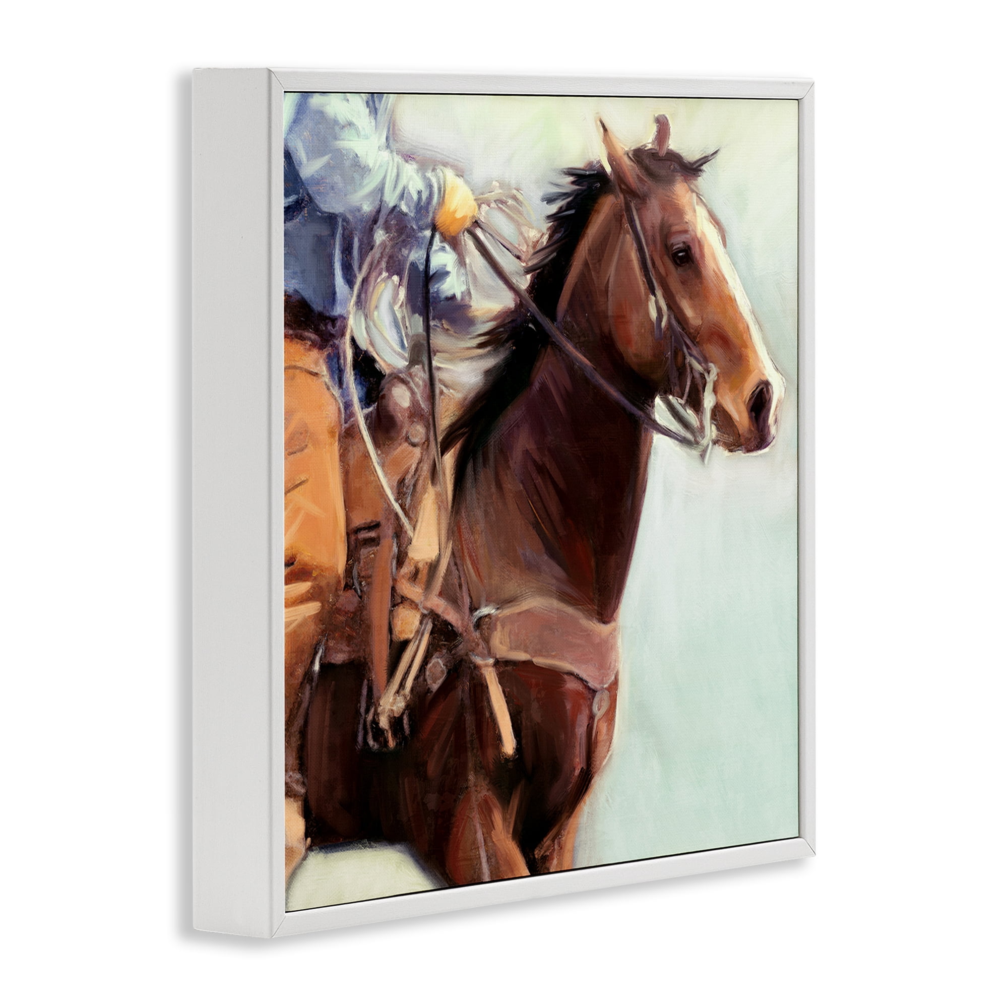 Stupell Industries Galloping Western Cowboy Animals & Insects Painting White Framed Art Print Wall Art, 12 x 12