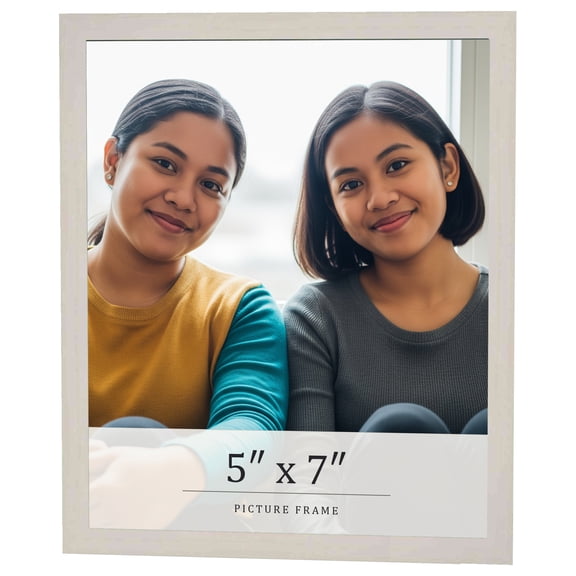 5x7 Frame White Wheat Solid Wood Picture Frame | Moulding Width 0.75 Inches | Interior Depth 0.5