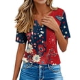 thumbnail image 6 of HOMBOM Womens Basic T Shirts Summer Fourth of July Graphic Tee Independence Day Butterfly V Neck Short Sleeve Tops for Ladies, 6 of 9