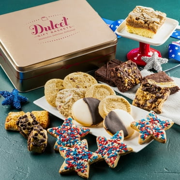 Dulcet Gift Baskets Patriotic Gourmet Star Cookie, Brownie Gift Basket Ideal for Memorial Day