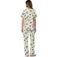 thumbnail image 3 of TSOVTHRID Daisy Bee Print Pajama Set for Women Short Sleeve Loungewear with Long Pants Soft Button Down Pajama Sets, 2XL, 3 of 7