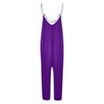 thumbnail image 4 of Iaqnaocc Women Jumpsuits Plus Size Boho Summer Sleeveless Jumpsuits Rompers Loose Fit Spaghetti Strap Jumpsuits Fashion Beach Vacation Overalls Purple L, 4 of 6