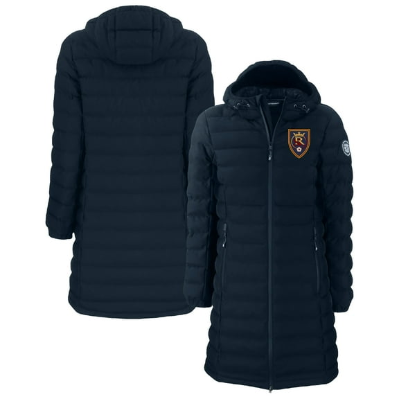 Women's-Cutter & Buck  Navy Real Salt Lake Mission Ridge Repreve Eco Insulated Long Full-Zip Puffer Jacket