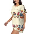 thumbnail image 2 of Fuzoiu Autumn Gnomes1 Print Women's Short-Sleeved Pajama Set,Lounge Sleepwear Set,Womens Pajama Sets 2 Piece,Button-Up Top and Shorts with Pockets-Large, 2 of 7