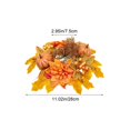 thumbnail image 6 of Fall Harvest Candle Ring Wreath, 11.02in Outer Dia Artificial Maple Leaf Pumpkin Berry Candle Holder Wreath, Thanksgiving Table Centerpiece Decor, 6 of 6