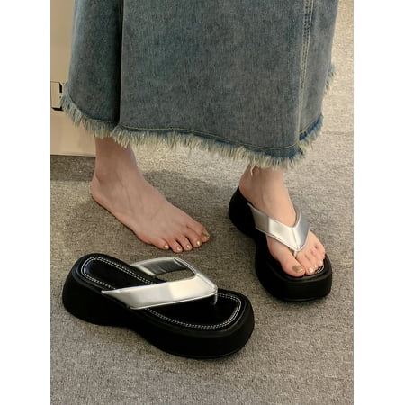 

Fashion Leisure Sandals Beach Slippers Women s Summer Wear Same Style Thick-Soled Flip-Flops Height Increasing Flip Flops