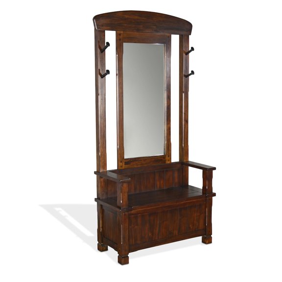 Sunny Designs Santa Fe 78" 4-hook Farmhouse Wood Hall Tree in Dark Chocolate