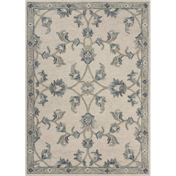 7 x 9 ft. Filigree Area Rug, Beige & Light Blue