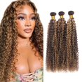 thumbnail image 1 of Extensiones de cabello ZevPiul Brazilian Virgin Blonde Rizado 3x30cm, 1 of 7
