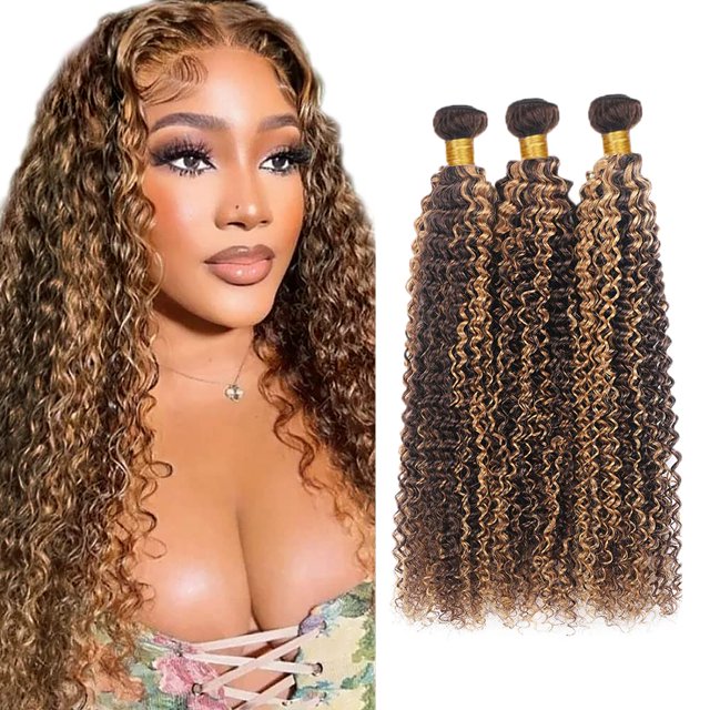 Extensiones de cabello ZevPiul Brazilian Virgin Blonde Rizado 3x30cm