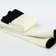 thumbnail image 6 of With Leather Patch Women Girl Thick Soft High Waisted Winter Leggings Fleece Lined Leggings Fluffy Leggings Thermal Leggings BLACK 2XL, 6 of 8