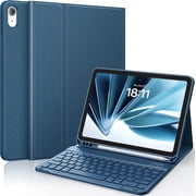 Keyboard Case for iPad (A16) 11th/10th Generation (2025/2022), Detachable Wireless Keyboard, Stand Folio Keyboard Cover with Pencil Holder, Thin & Light (Steel Blue)