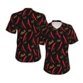 thumbnail image 3 of Yiaed Hot Chili Print Women's T Shirt V-Neck Short Sleeve Shirt Casual Breathable Tee Summer Tops-3X-Large, 3 of 5