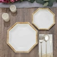 thumbnail image 6 of Efavormart 25 Pack | 9" White Bamboo Print Rim Geometric Dessert Paper Plates, Octagonal Disposable Appetizer Salad Party Plates, 6 of 11