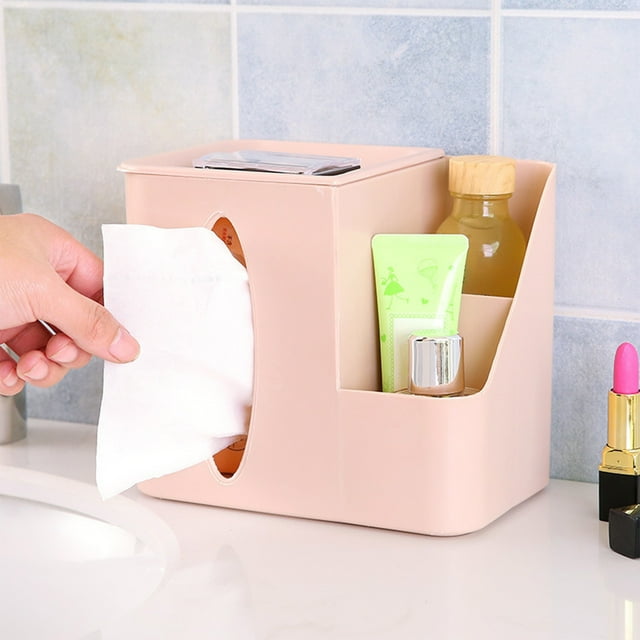 Desktop Tissue Box, Multi-functional Plastic Organizer, Office Living Room Storage, Small Item Management, Simple Decorative Desk Accessory