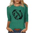 thumbnail image 3 of QATAINLAV T-Shirts Graphiques de Rugby pour Femmes Jour de Match 2025 Été Manches 3/4 Hauts Coupe Ample Décontractés Col Rond Blouses Tenues de Vacances Liquidation Soldes Vert G, 3 of 5