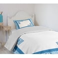 thumbnail image 4 of Ambesonne Antique Floral Quilted Bedspread Set 2 Pcs, Neo Classical Lines, Twin Size, White and Blue, 4 of 6