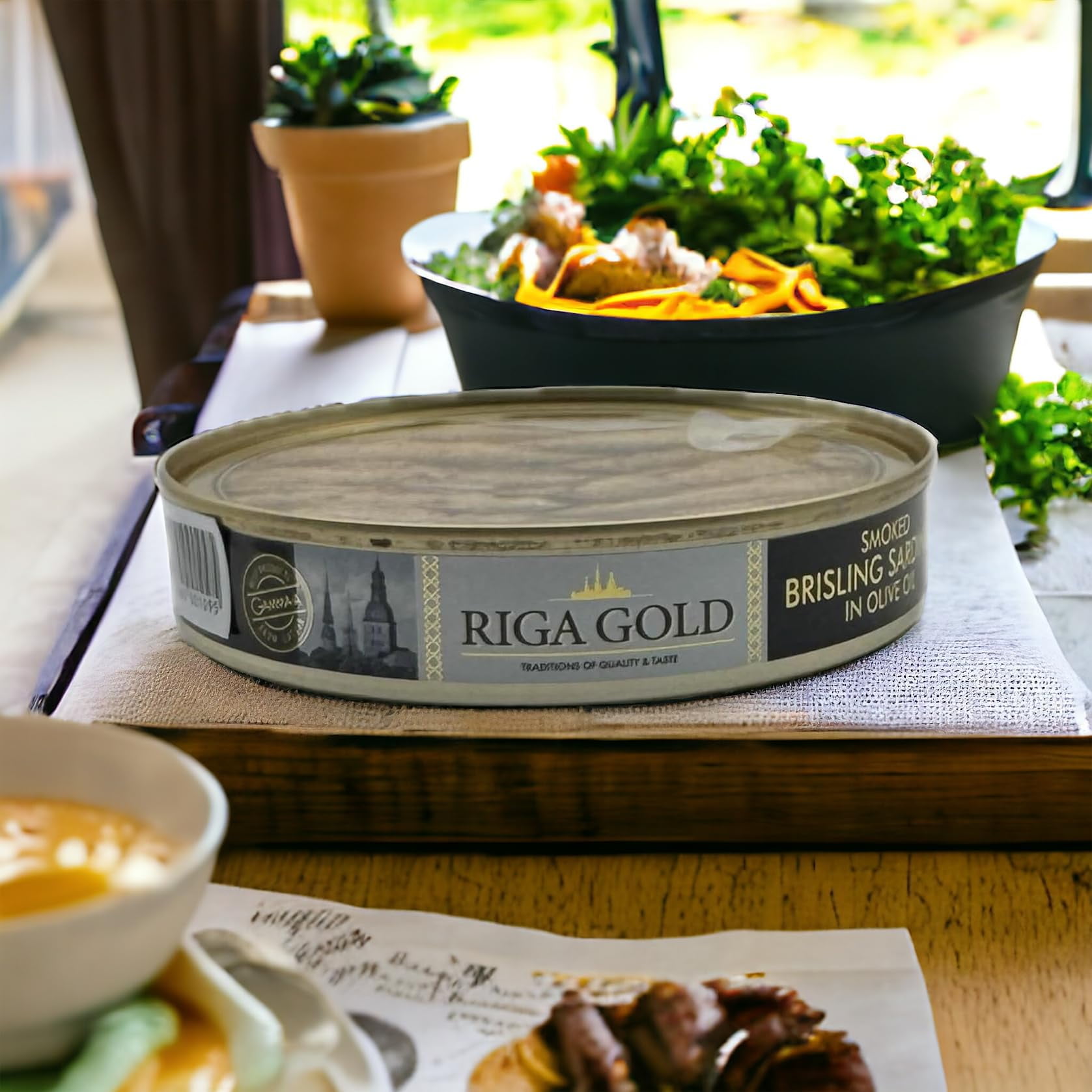 Riga Gold Smoked Brisling Sardines in KKS1&nbsp;Olive Oil 4.23 Clear Top ounces (120g) (Pack 12)