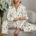 thumbnail image 6 of Rateoe Mini Wildflower Watercolor Pattern Womens Pajamas Set Long Sleeve Sleepwear Button Down Nightwear Soft Cotton Pj Lounge Sets-Large, 6 of 7