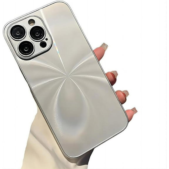 for iPhone Case,Luxury Metallic Gloss Aurora Ombre Design Slim Silicone Camera Lens Protection Soft Shockproof Phone Case (Silver,iPhone 11)