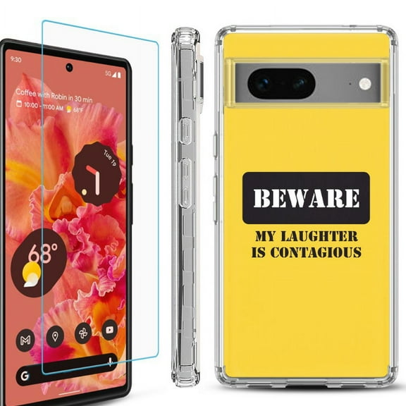 OneToughShield ® Compatible with Google Pixel 8, Shockproof Phone Case, with Tempered Glass Screen Protector - Laughter