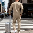 thumbnail image 6 of LEKWK Tracksuit Men Textured 2 Piece Outfit Long Sleeve Henley Top and Cargo Jogger Sweatpants Matching Sets for Sports Lounging Workout, 6 of 8
