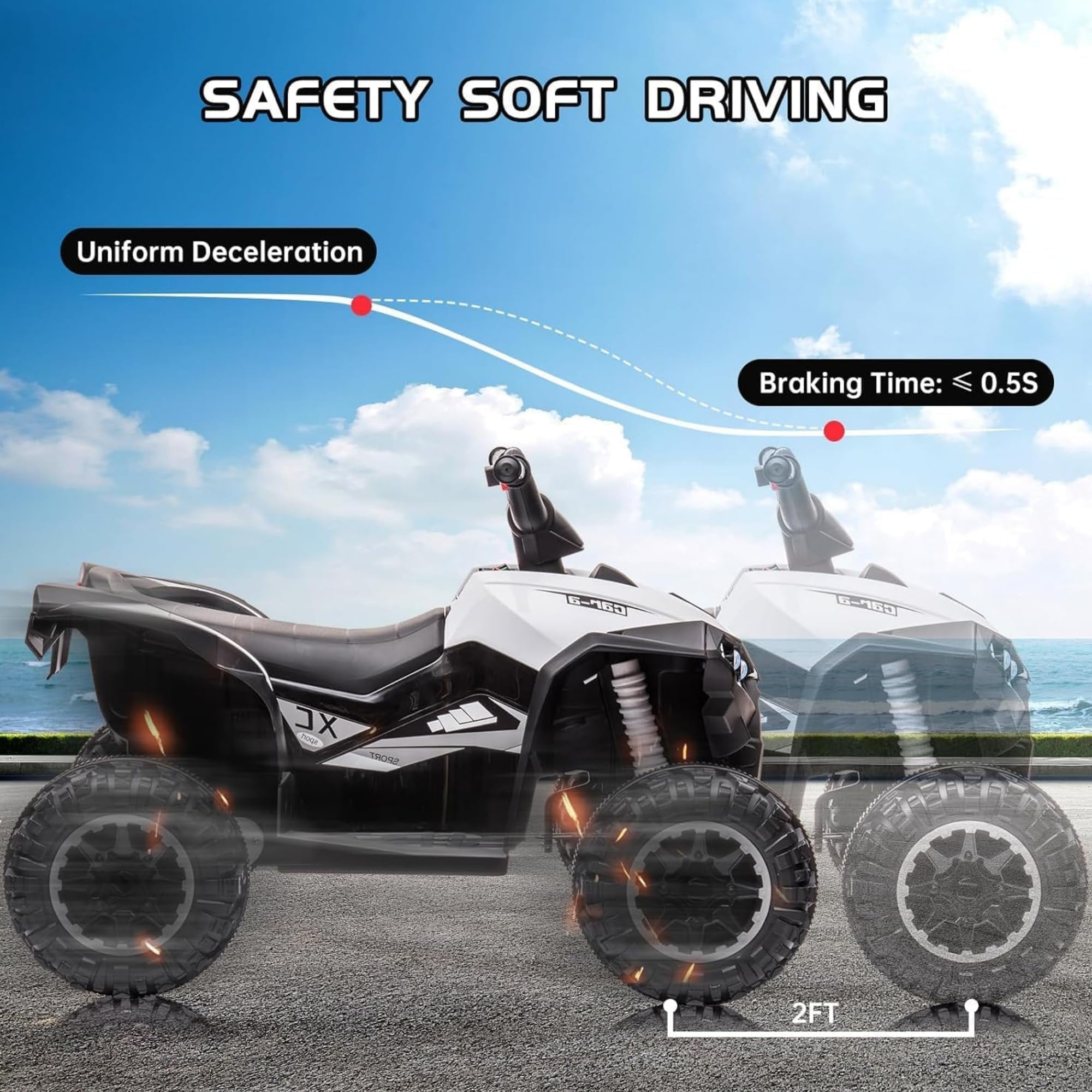 TROPOW Electric Ride On Cars with Remote Control,Kids Ride On ATV 4 Wheeler, Electric Battery-Powered with Remote Control, Music, Horn, Led Lights, USB Port, Treaded Tires
