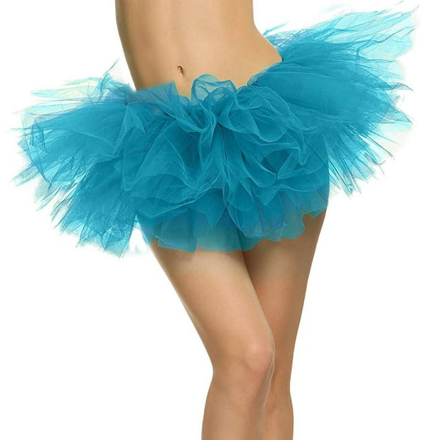 Womens Classic 5 Layered Tulle Tutu Skirt Ballerina Dress Sky Blue 