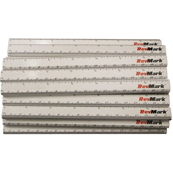 24 Pack - RevMark Carpenter Pencils w/Printed Ruler (White) - Made in USA