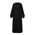 thumbnail image 5 of Women's Long Sleeve Hooded Dress - Drawstring, V Neck, Loose Fit - Spring Autumn Casual Wear, 5 of 5