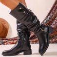 thumbnail image 2 of Heel Knee High Riding Boots Solid High Top Footwear Fashionable Autumn Winter Women's, 2 of 7