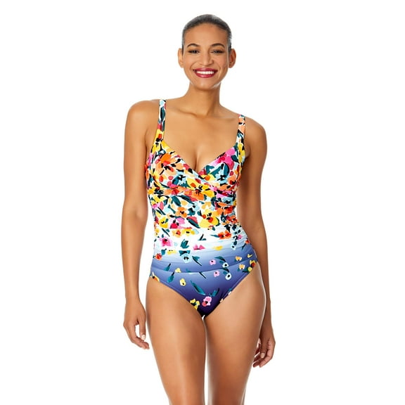 Anne Cole womens Drape Front Underwire One-Piece, 12