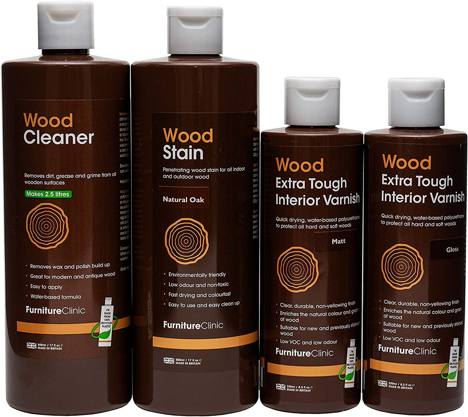 Furniture Clinic Wood Stain Kit Used to Clean, Prepare, Stain