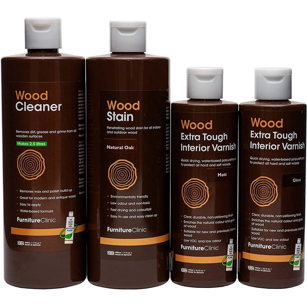 Furniture Clinic Wood Stain Kit Used to Clean, Prepare, Stain
