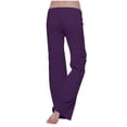 thumbnail image 5 of 2026 Wide Leg Cargo Pants Women High Waisted Bootcut Yoga Pants with Pockets Casual Plus Size Strethcy Flare Leggings Purple 2XL, 5 of 7