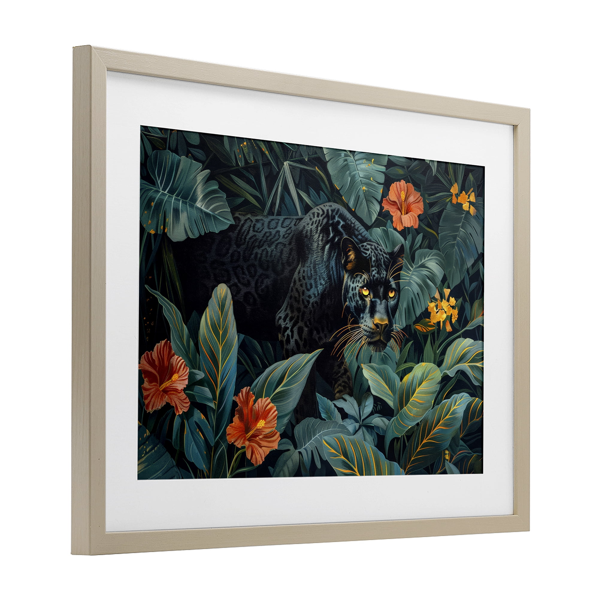 Stupell Industries Panther's Exotic Paradise Birch Framed Print Under Glass, design by Ray Powers